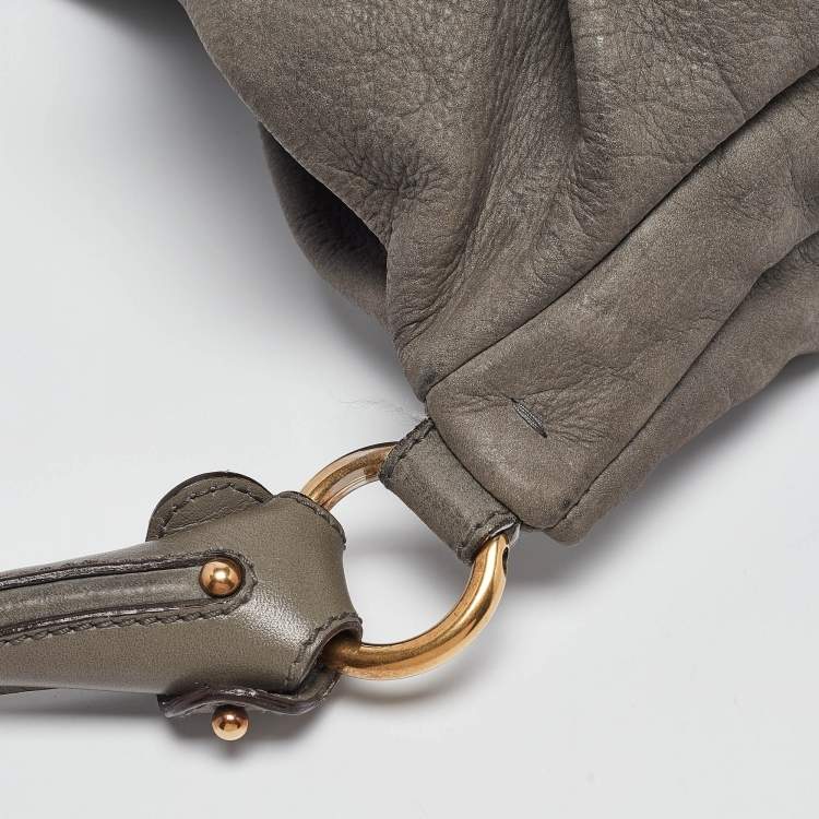 Pre Owned Salvatore Ferragamo Grey Leather Miss Vara Hobo