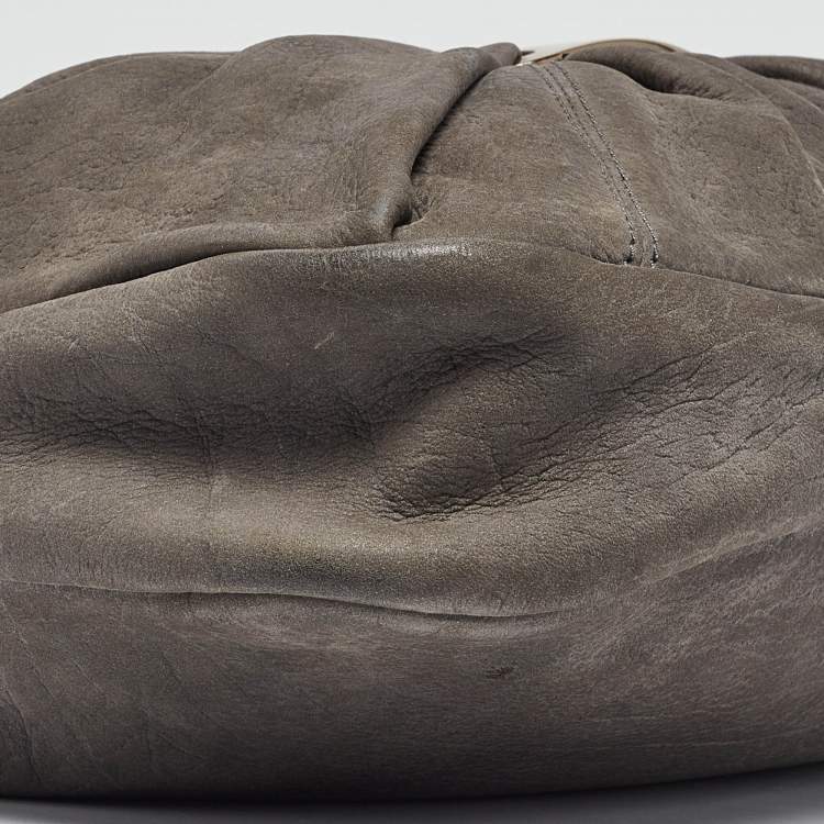 Pre Owned Salvatore Ferragamo Grey Leather Miss Vara Hobo
