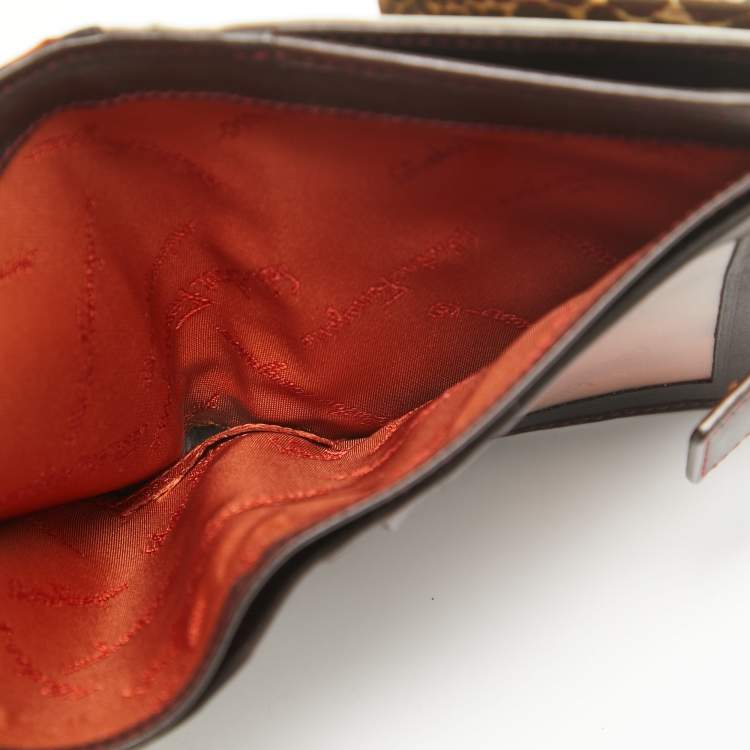 Pre Owned Salvatore Ferragamo Multicolor Fabric and Leather Jungle French Wallet