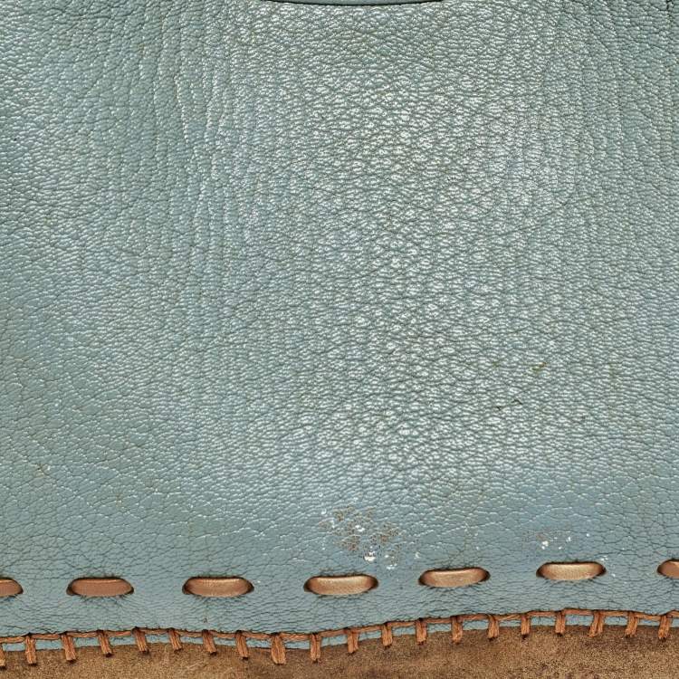 Pre Owned Salvatore Ferragamo Blue/Brown Leather and Suede Hobo