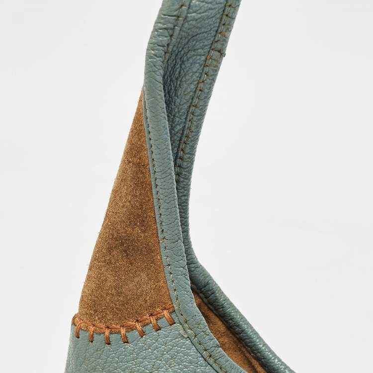 Pre Owned Salvatore Ferragamo Blue/Brown Leather and Suede Hobo