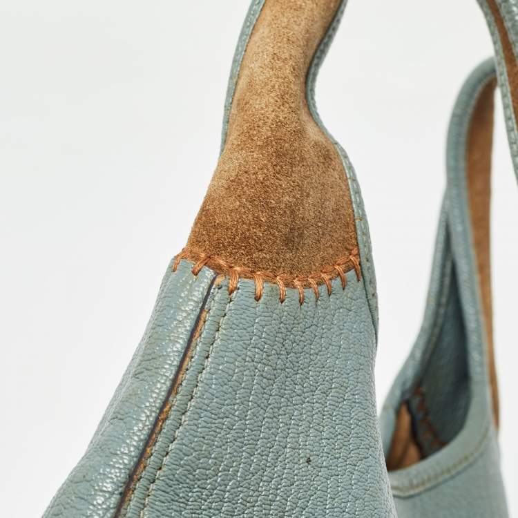 Pre Owned Salvatore Ferragamo Blue/Brown Leather and Suede Hobo