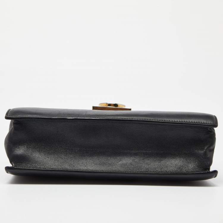 Pre Owned Salvatore Ferragamo Black Leather Gancio Lock Top Handle Bag