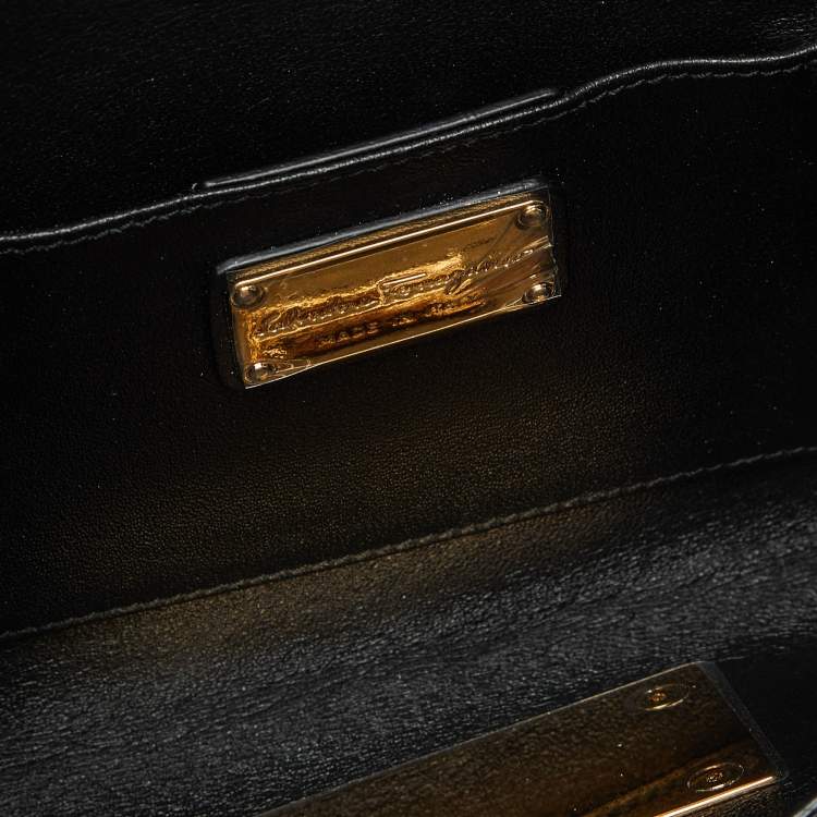 Pre Owned Salvatore Ferragamo Black Python Afef Gancio Wristlet Clutch
