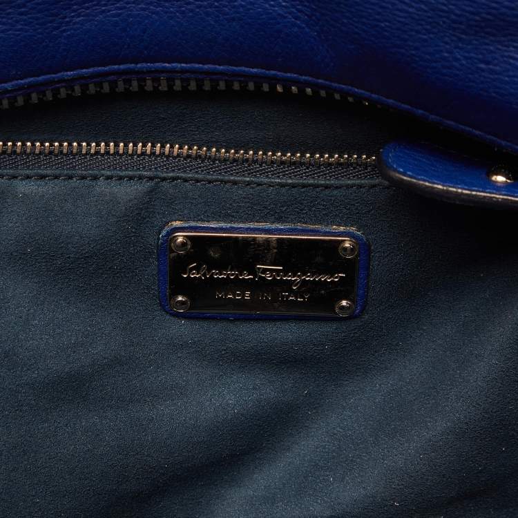مملوكة مسبقًا Salvatore Ferragamo Blue Leather Zip Tote 