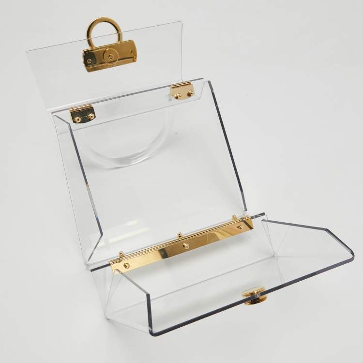 Pre Owned Salvatore Ferragamo Transparent Plexiglas Gancini Top Handle Bag