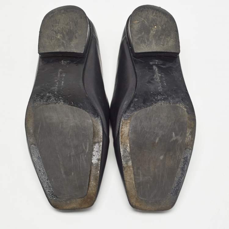 Pre Owned Salvatore Ferragamo Black Leather Cesaro Loafers Size 36.5