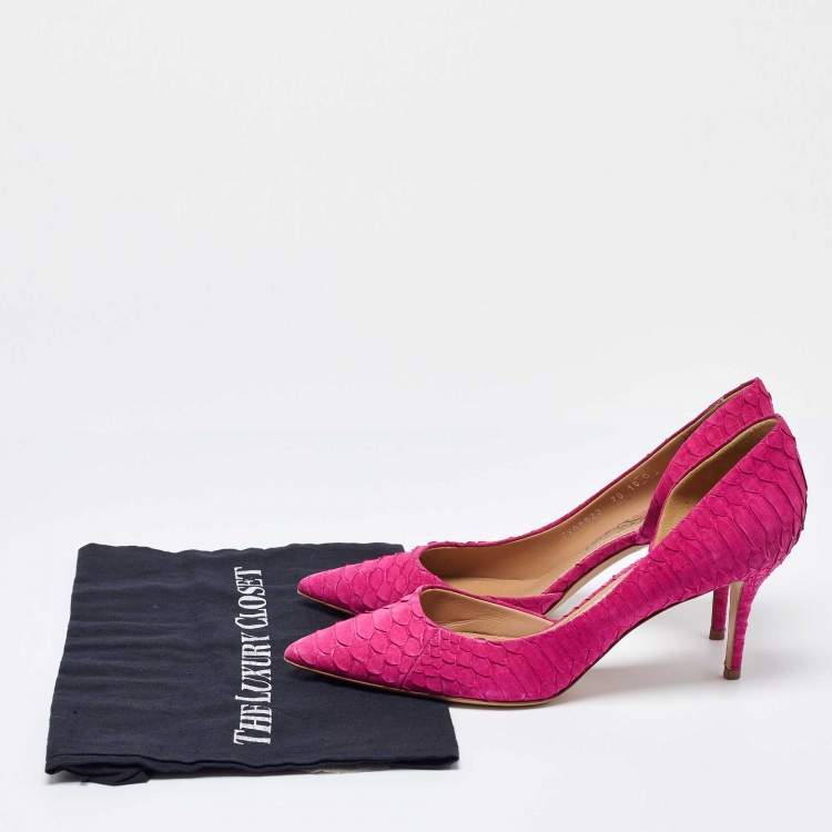 Pre Owned Salvatore Ferragamo Pink Python D'Orsay Pumps Size 40