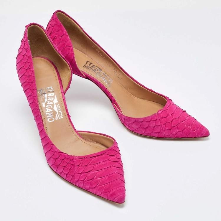 Pre Owned Salvatore Ferragamo Pink Python D'Orsay Pumps Size 40