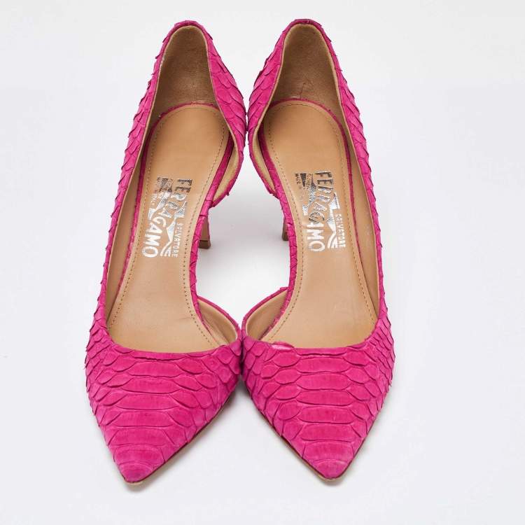 Pre Owned Salvatore Ferragamo Pink Python D'Orsay Pumps Size 40