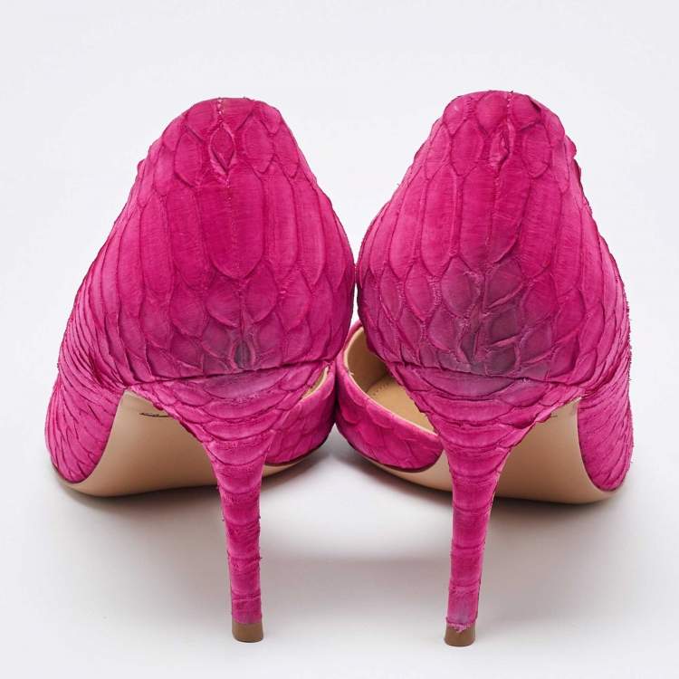 Pre Owned Salvatore Ferragamo Pink Python D'Orsay Pumps Size 40