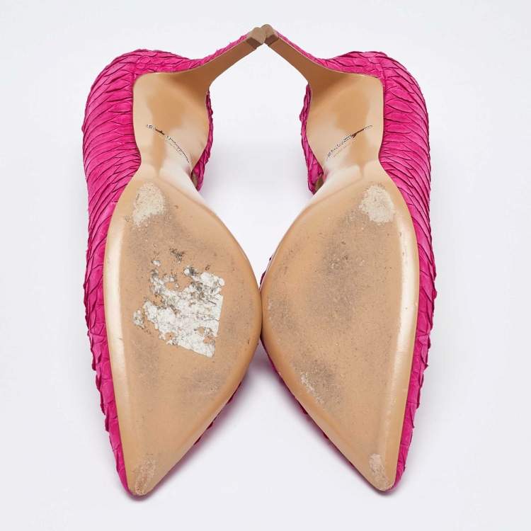Pre Owned Salvatore Ferragamo Pink Python D'Orsay Pumps Size 40