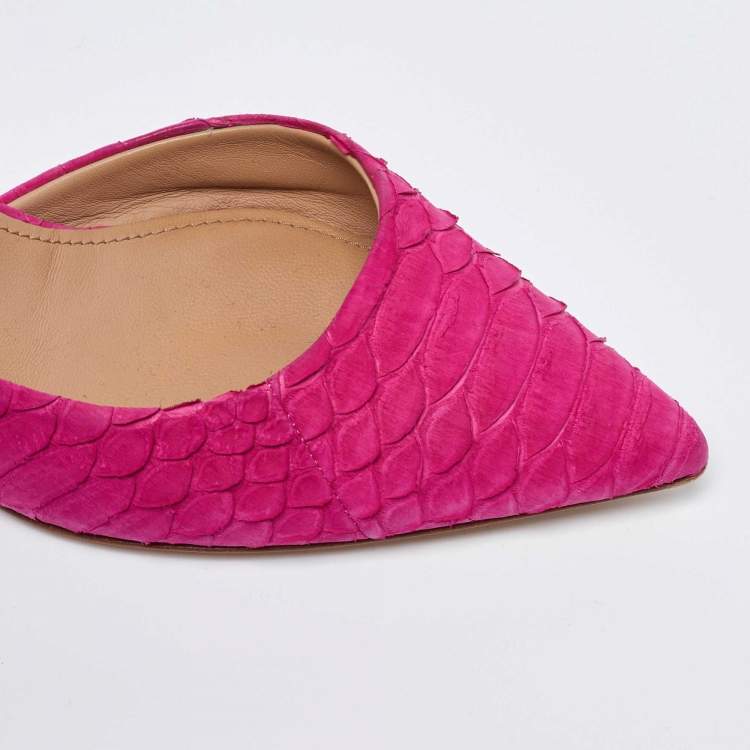 Pre Owned Salvatore Ferragamo Pink Python D'Orsay Pumps Size 40