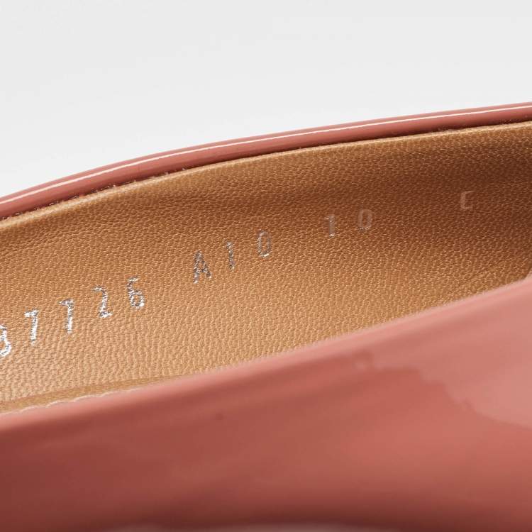 Pre Owned Salvatore Ferragamo Peach Patent Leather Pointed Toe Pumps Size 40.5