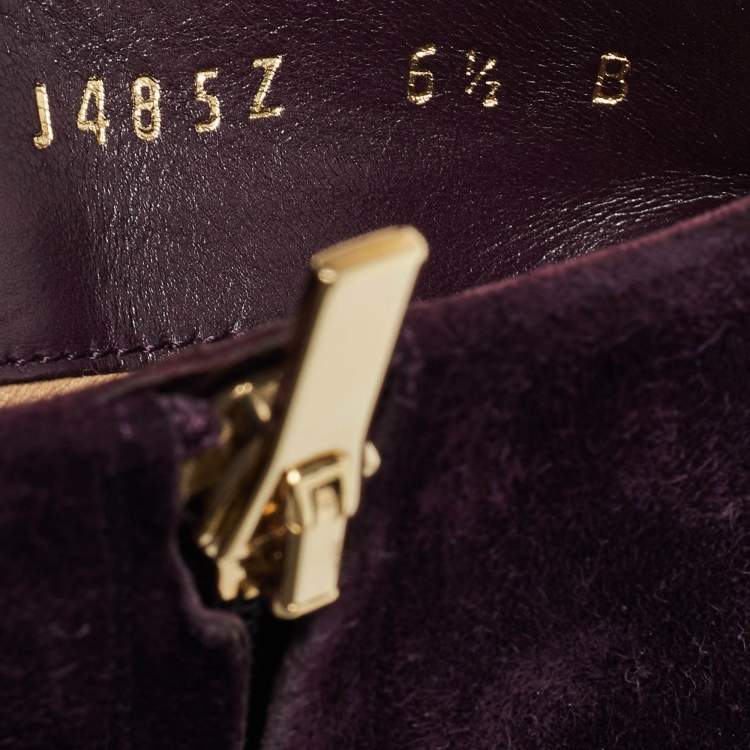 Pre Owned Salvatore Ferragamo Purple Suede Wedge Ankle Boots Size 37