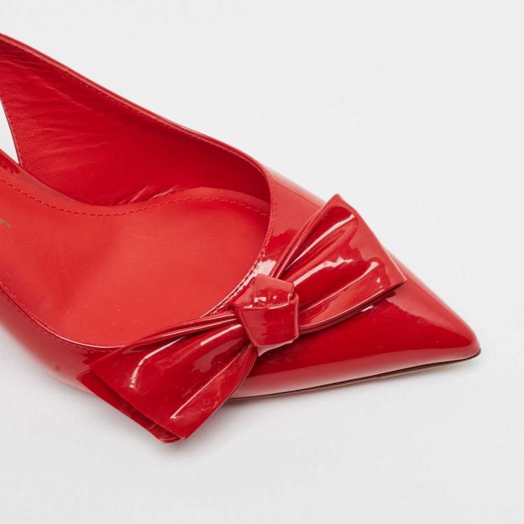 Pre Owned Salvatore Ferragamo Red Patent Leather Aulla Slingback Pumps Size 36