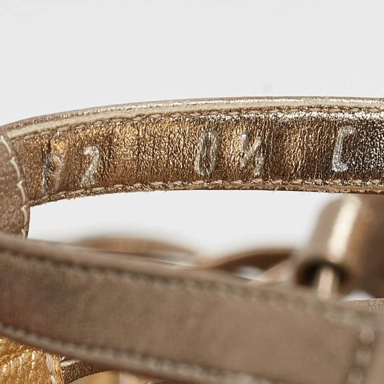 Pre Owned Salvatore Ferragamo Metallic Leather Wedge Sandals Size 39.5