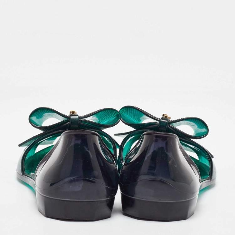 Pre Owned Salvatore Ferragamo Green Jelly Barbados Ballet Flats Size 35.5