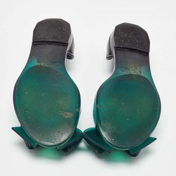 Pre Owned Salvatore Ferragamo Green Jelly Barbados Ballet Flats Size 35.5