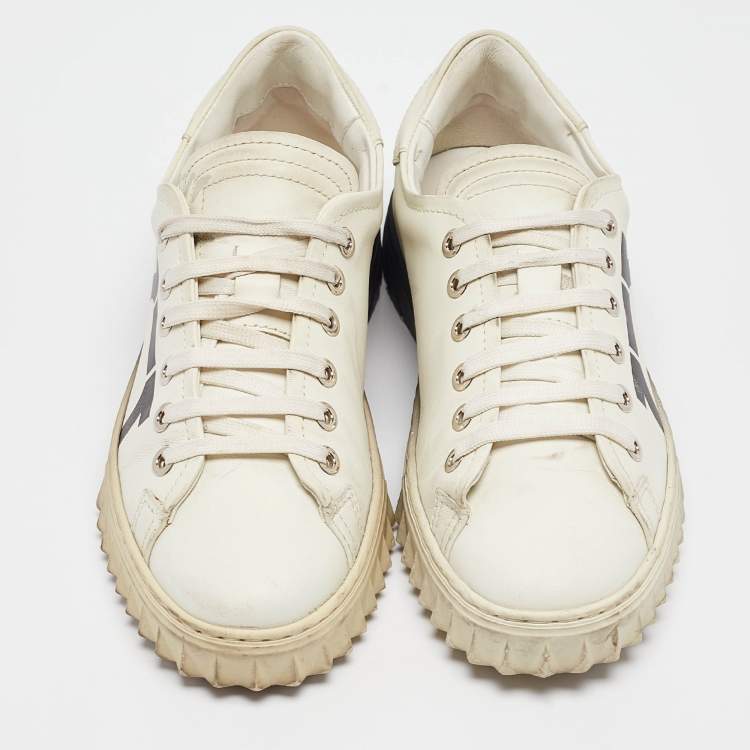 Pre Owned Salvatore Ferragamo White Leather Cube 8 Logo Sneakers Size 36