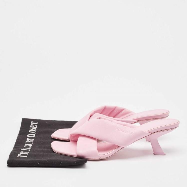 Pre Owned Salvatore Ferragamo Pink Leather Slide Sandals Size 41