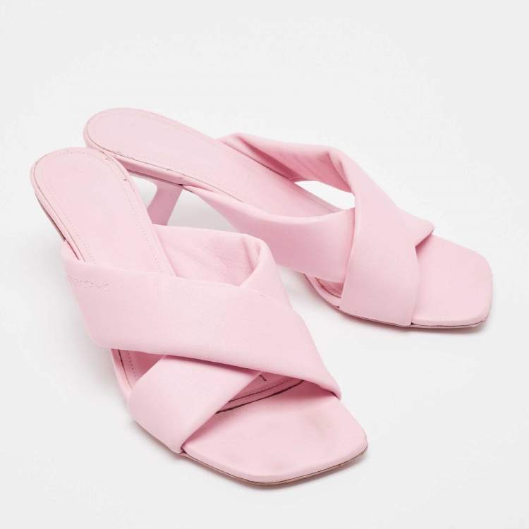 Pre Owned Salvatore Ferragamo Pink Leather Slide Sandals Size 41
