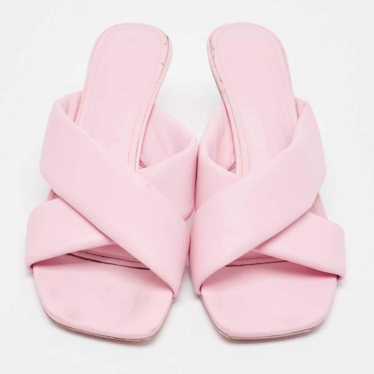 Pre Owned Salvatore Ferragamo Pink Leather Slide Sandals Size 41