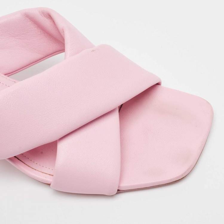 Pre Owned Salvatore Ferragamo Pink Leather Slide Sandals Size 41