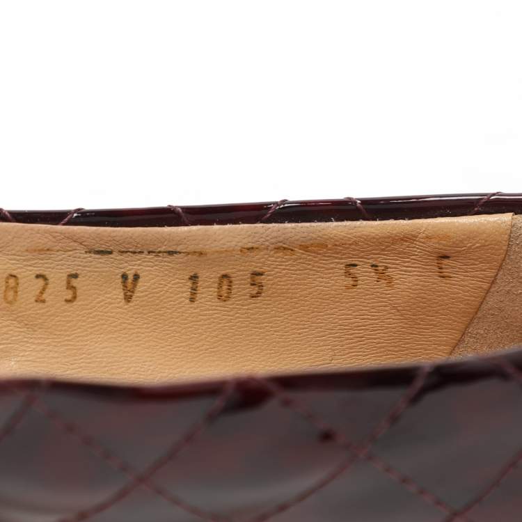 Pre Owned Salvatore Ferragamo Burgundy Patent Leather Varina Ballet Flats Size 36