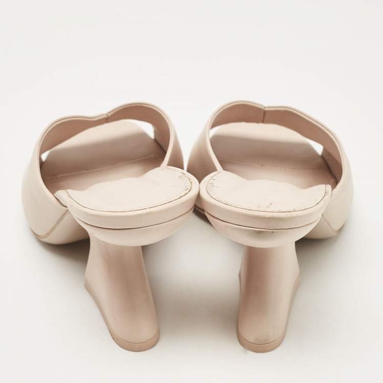 Pre Owned Salvatore Ferragamo Light Pink Leather Sansu Slide Sandals Size 38.5