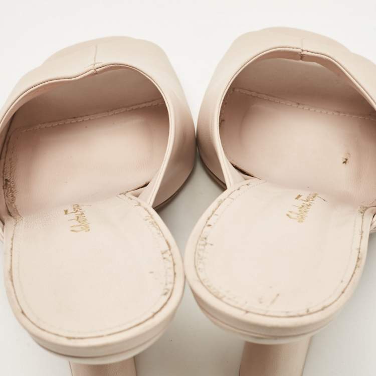 Pre Owned Salvatore Ferragamo Light Pink Leather Sansu Slide Sandals Size 38.5