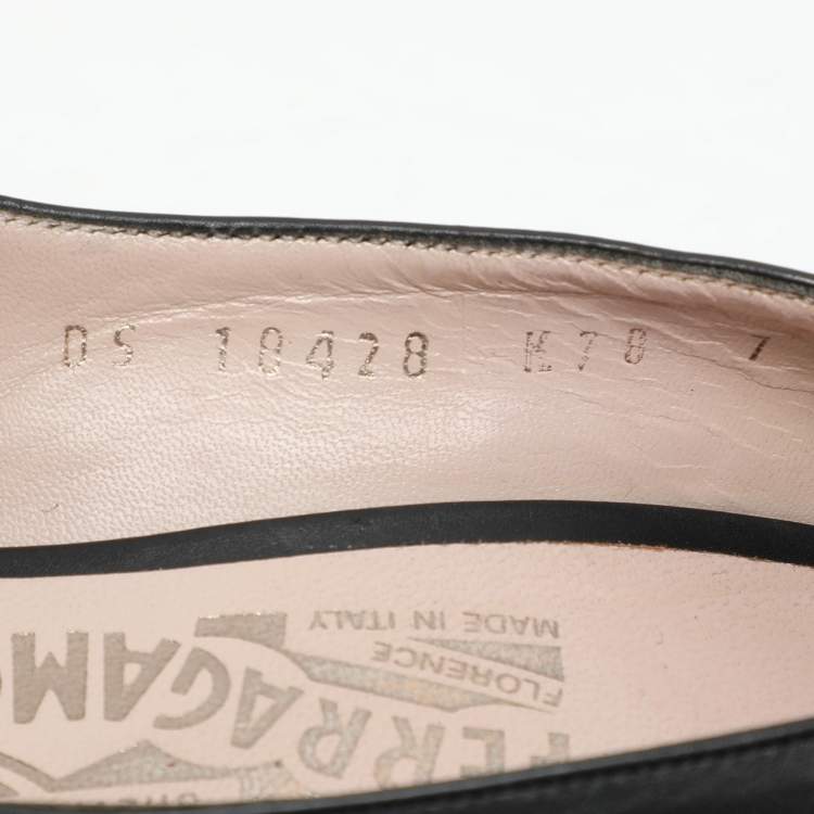 Pre Owned Salvatore Ferragamo Black Leather Fiberia Peep Toe Pumps Size 37.5