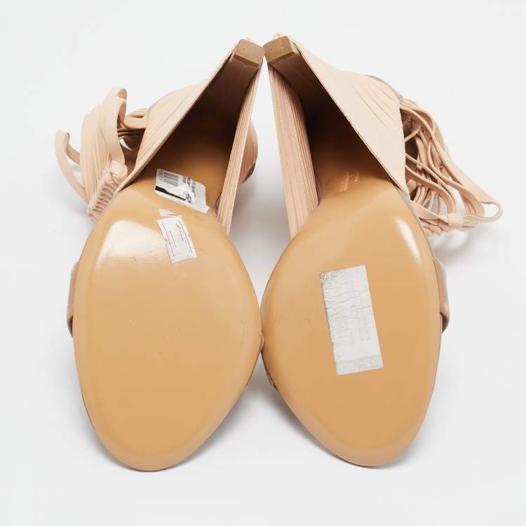 Pre Owned Salvatore Ferragamo Brown Leather Ankle Strap Sandals Size 40