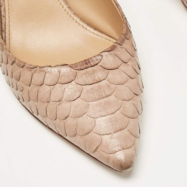 Pre Owned Salvatore Ferragamo Beige Python Susi Pumps Size 38