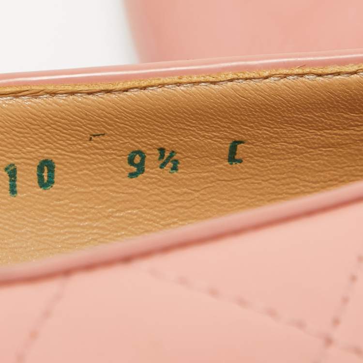 Pre Owned Salvatore Ferragamo Pink Quilted Patent and Leather Bow Ballet Flats Size 40