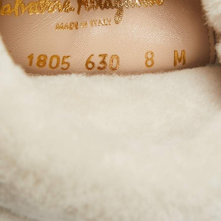 Pre Owned Salvatore Ferragamo Grey Shearling Suede Mid Calf Boots Size 38.5
