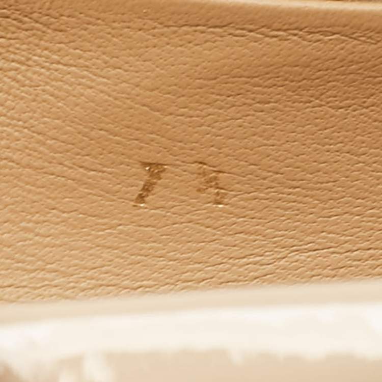 Pre Owned Salvatore Ferragamo Beige Patent Leather Mimi Ballet Flats Size 38