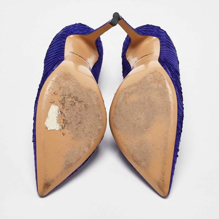 Pre Owned Salvatore Ferragamo Indigo Purple Python Pointed Toe Pumps Size 39