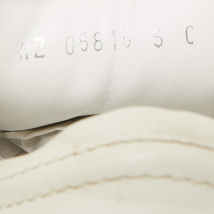 Pre Owned Salvatore Ferragamo White/Black Leather Gancini Logo Print Sneakers Size 35.5