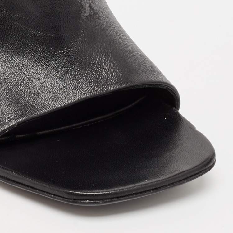 Pre Owned Salvatore Ferragamo Black Leather Astro Gancini Heel Slide Sandals Size 40