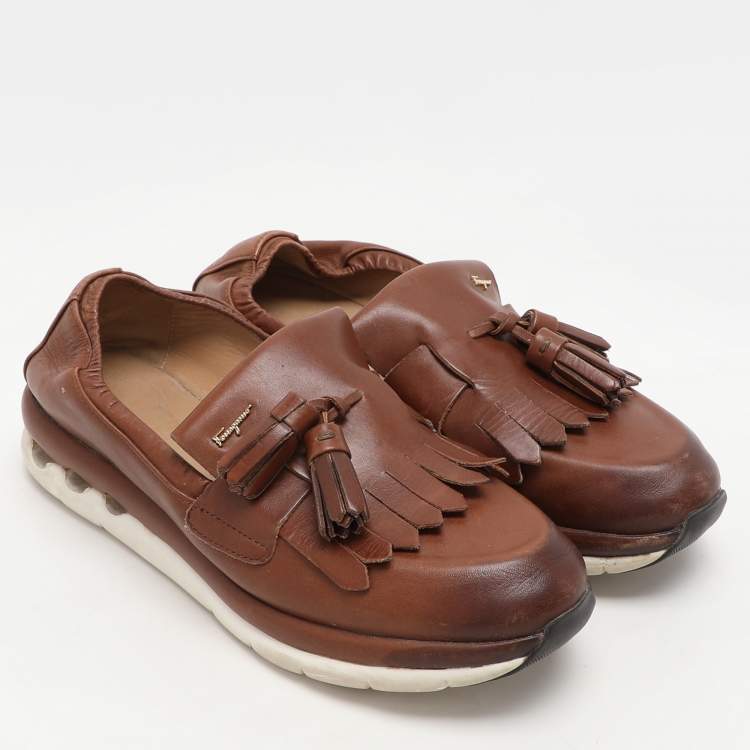 Pre Owned Salvatore Ferragamo Brown Leather Loafers Size 35.5
