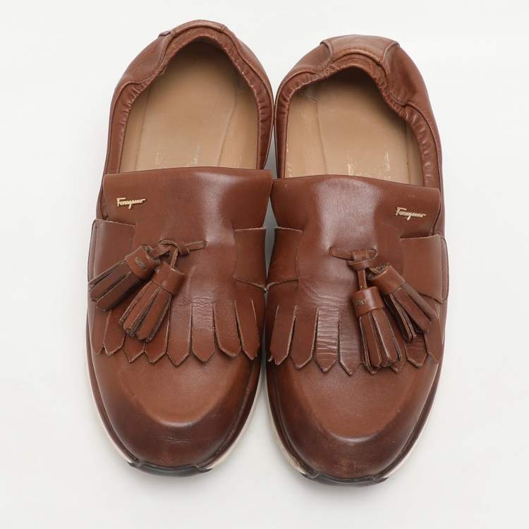 Pre Owned Salvatore Ferragamo Brown Leather Loafers Size 35.5