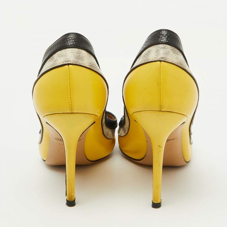 Pre Owned Salvatore Ferragamo Multicolor Leather Pointed Toe Pumps Size 36.5
