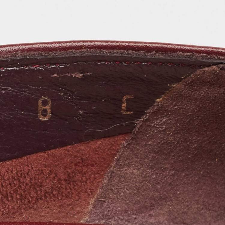 Pre Owned Salvatore Ferragamo Burgundy Leather Bow Pumps Size 38.5