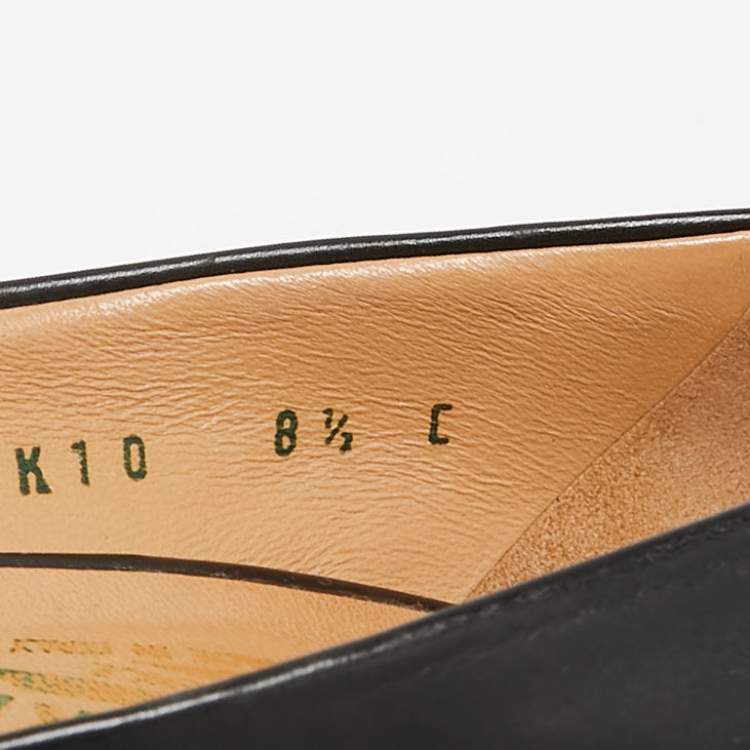 Pre Owned Salvatore Ferragamo Black Leather Rilly Pumps Size 39