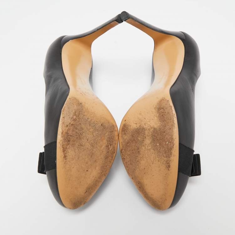 Pre Owned Salvatore Ferragamo Black Leather Rilly Pumps Size 39