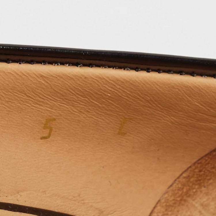Pre Owned Salvatore Ferragamo Black Leather Brogue Vara Bow Pumps Size 35.5