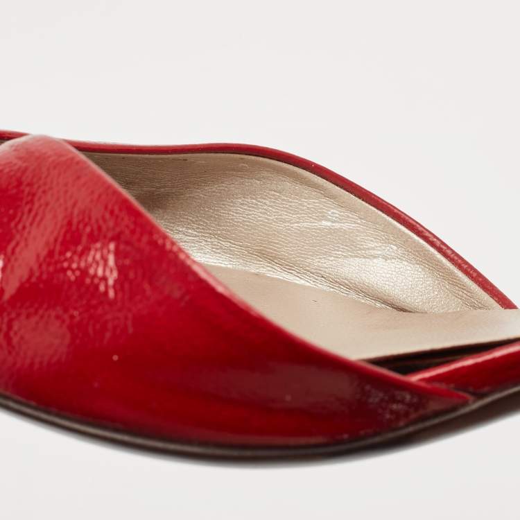 Pre Owned Salvatore Ferragamo Red Leather D'orsay Pumps Size 39.5