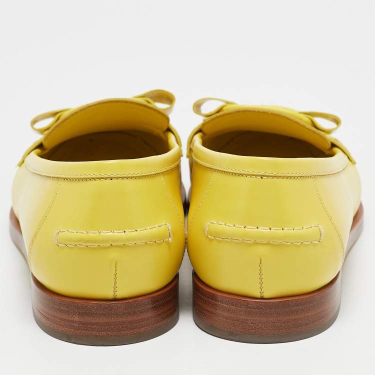 Pre Owned Salvatore Ferragamo Yellow Leather Viva Loafers Size 40