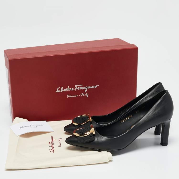 Pre Owned Salvatore Ferragamo Black Leather Ezia Pumps Size 36